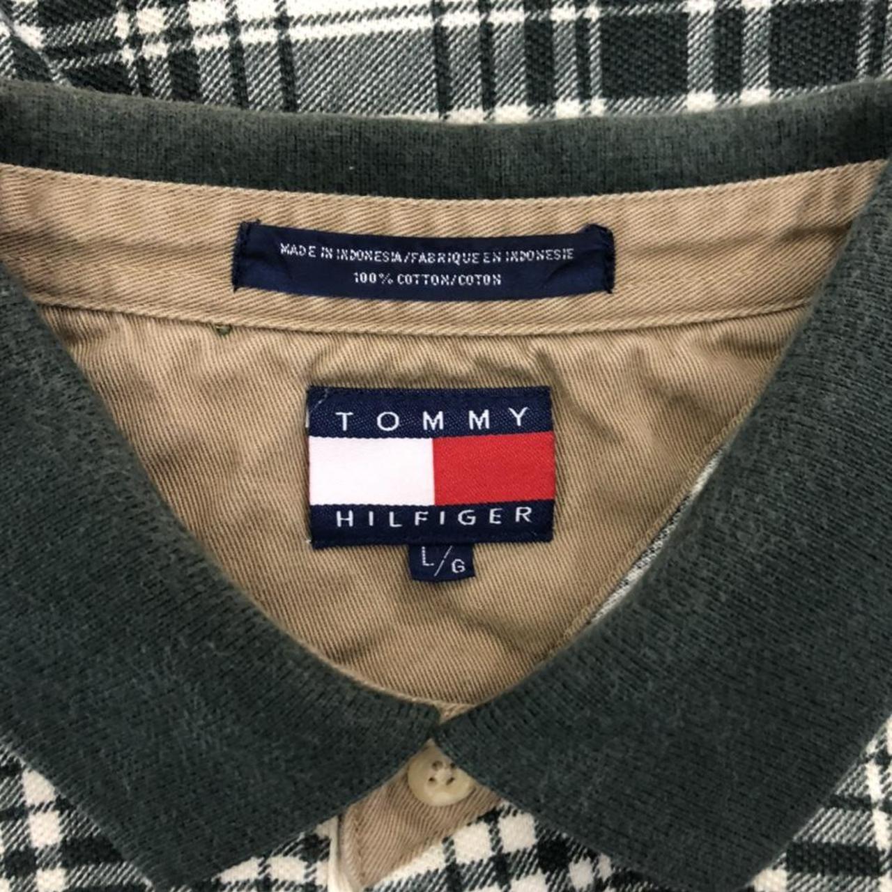 Vintage 1990s Tommy Hilfiger Green Plaid Short... - Depop