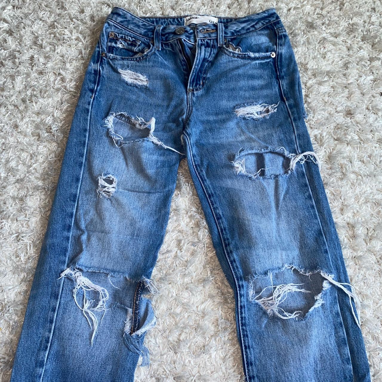 cutest booty cut rip denim jeans from garage! only... - Depop