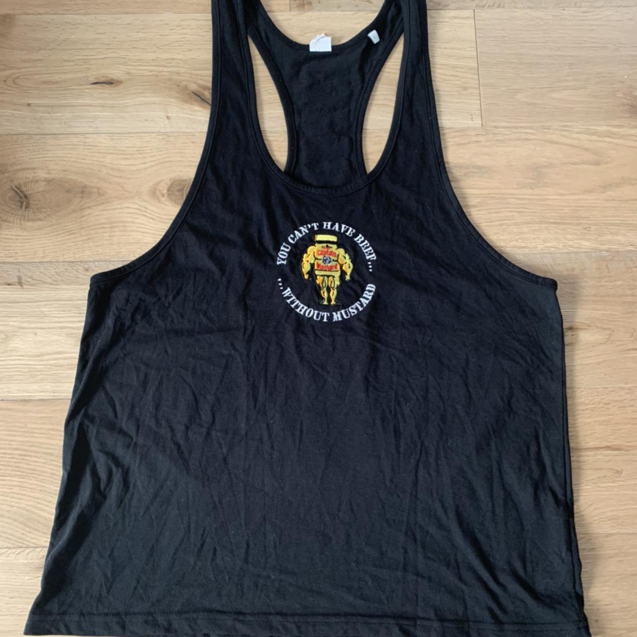 Captain mustard men’s gym vest- independent brand... - Depop
