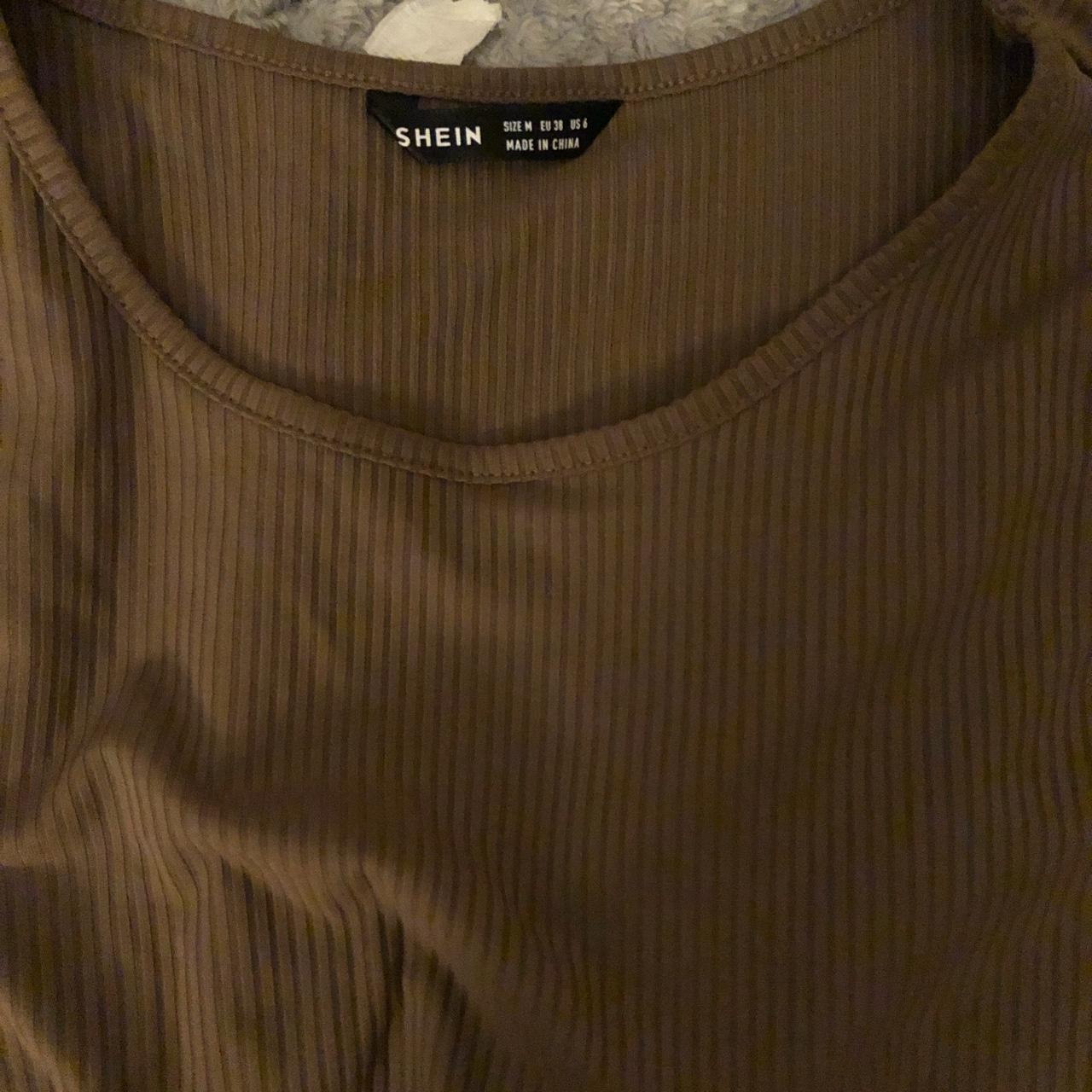 Shein brown ribbed long sleeve crop top Brand new... Depop