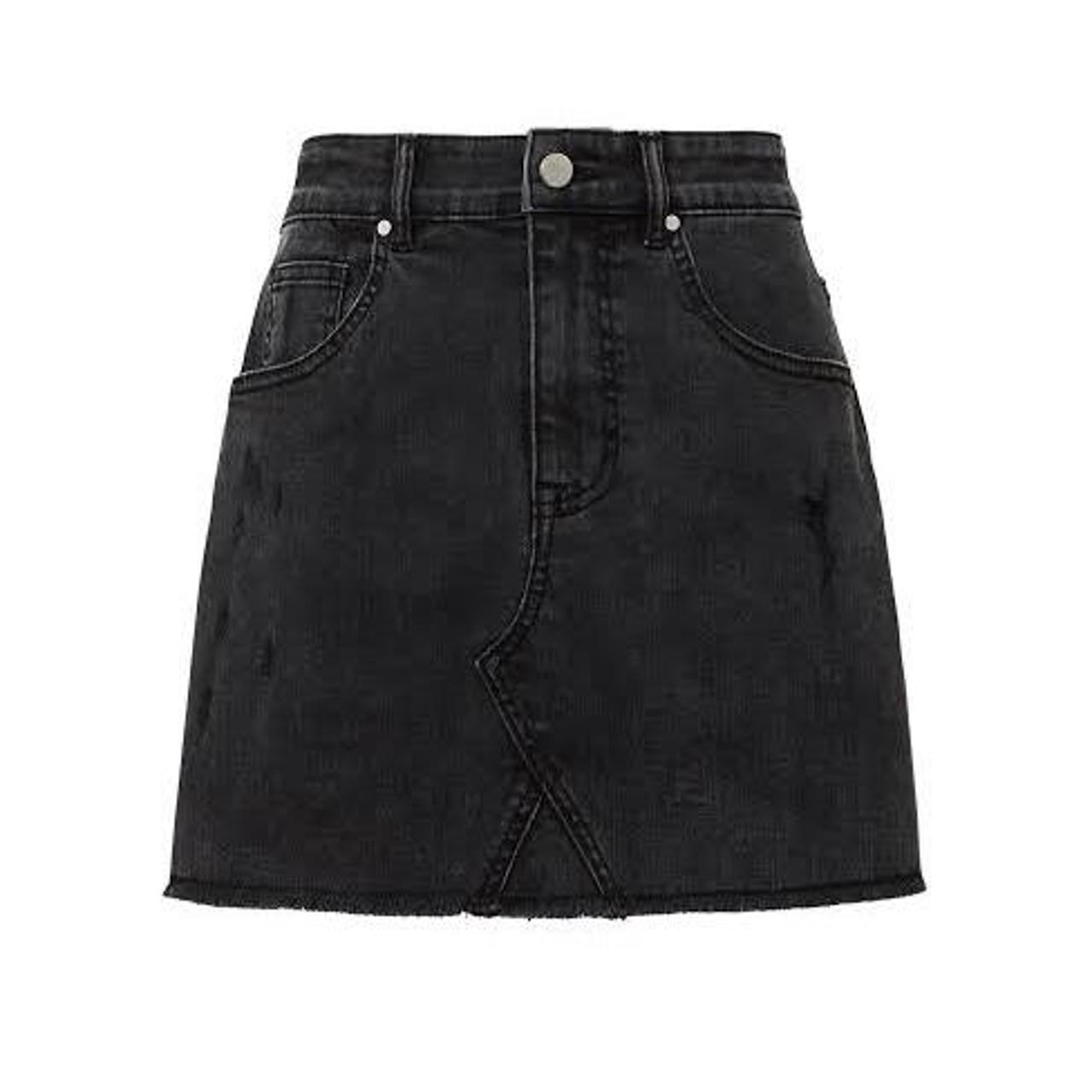 selling black denim skirt! #miniskirt #denimskirt... - Depop