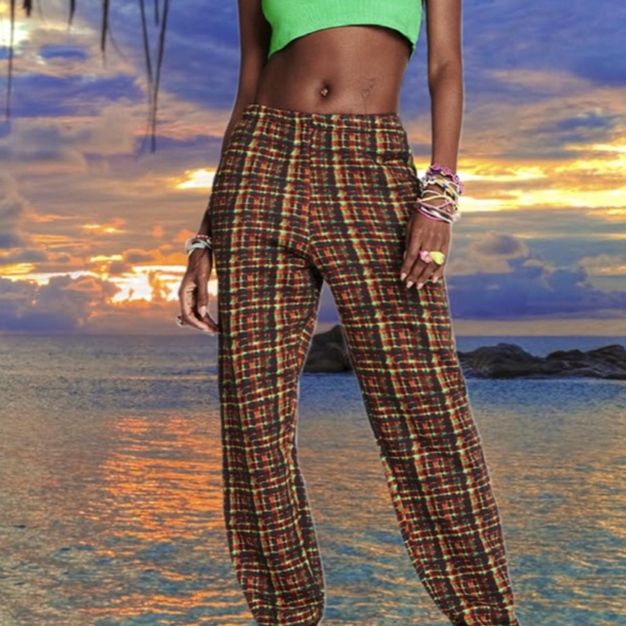 I am gia store orange plaid pants