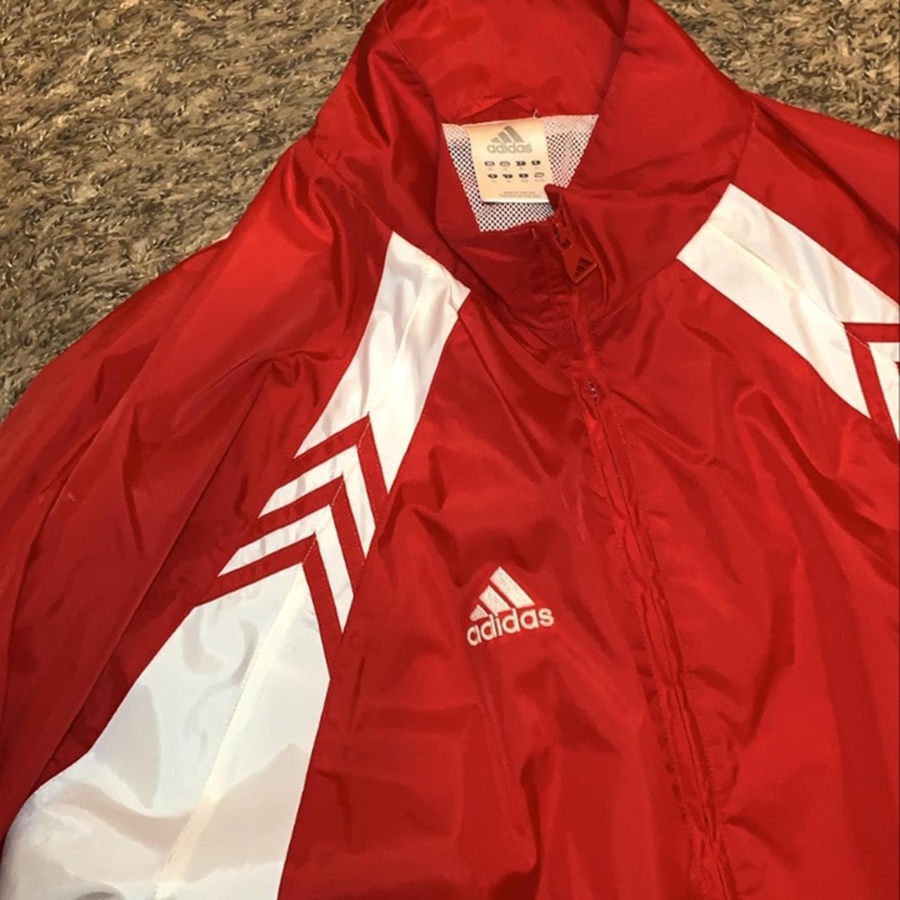 VINTAGE RED ADIDAS WINDBREAKER #vintage #retro... - Depop