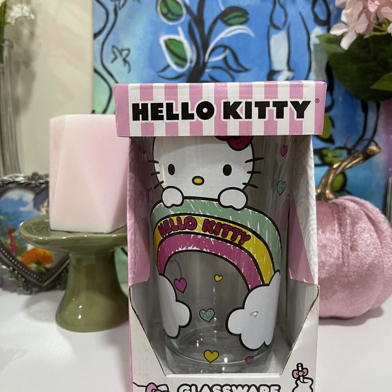 flower hello kitty glass cup