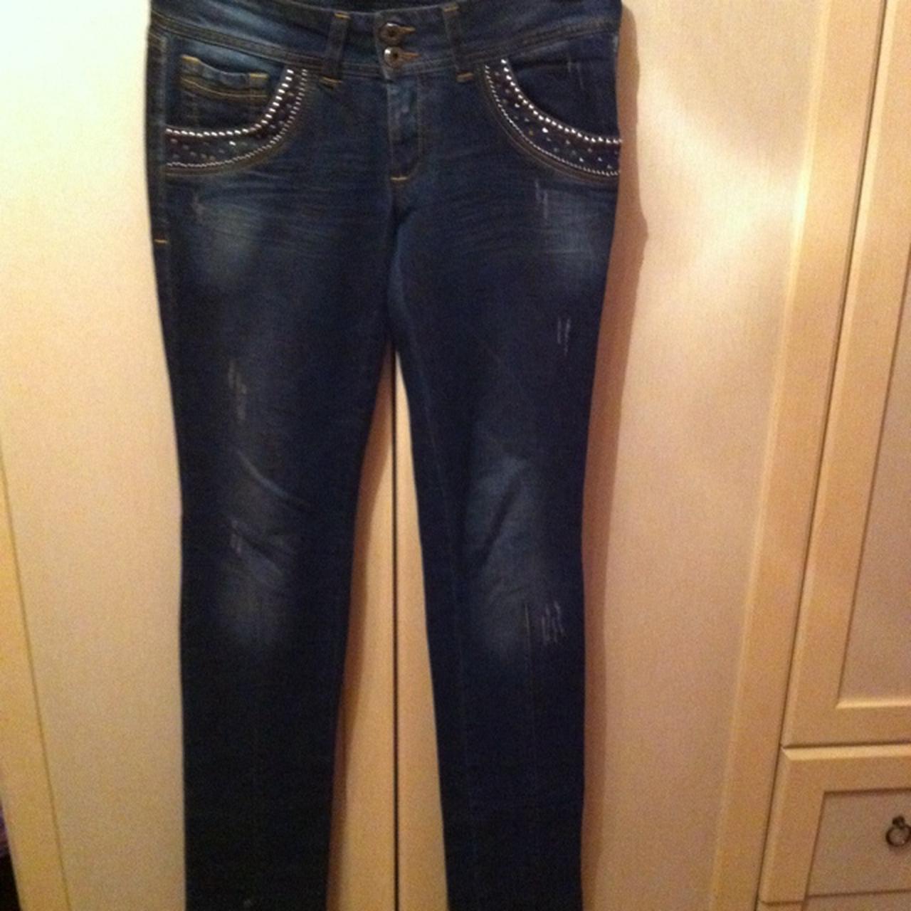 Asia jeans con borchiette e brillantini sulle... Depop