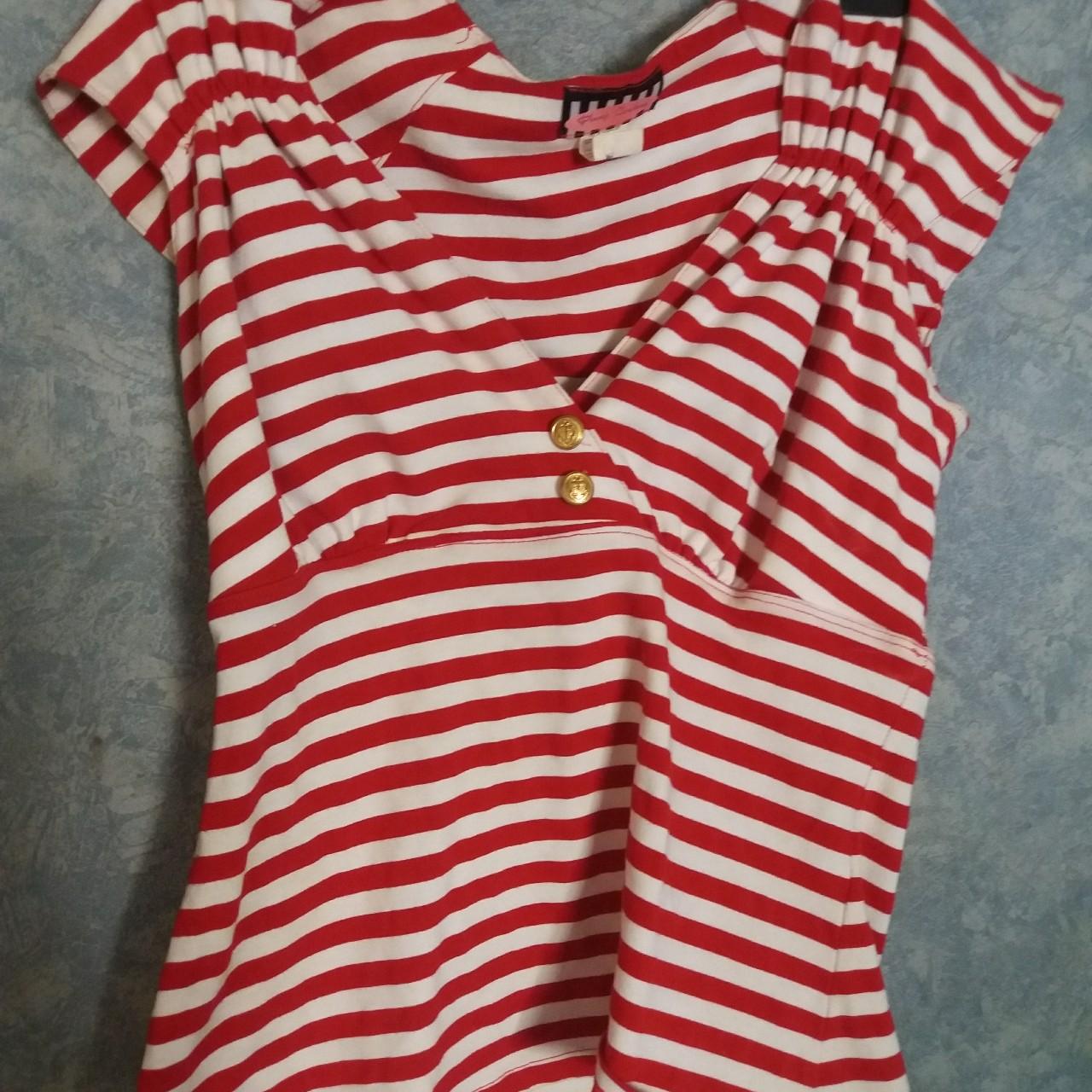 Pinup girl clothing couture red white stripe... Depop