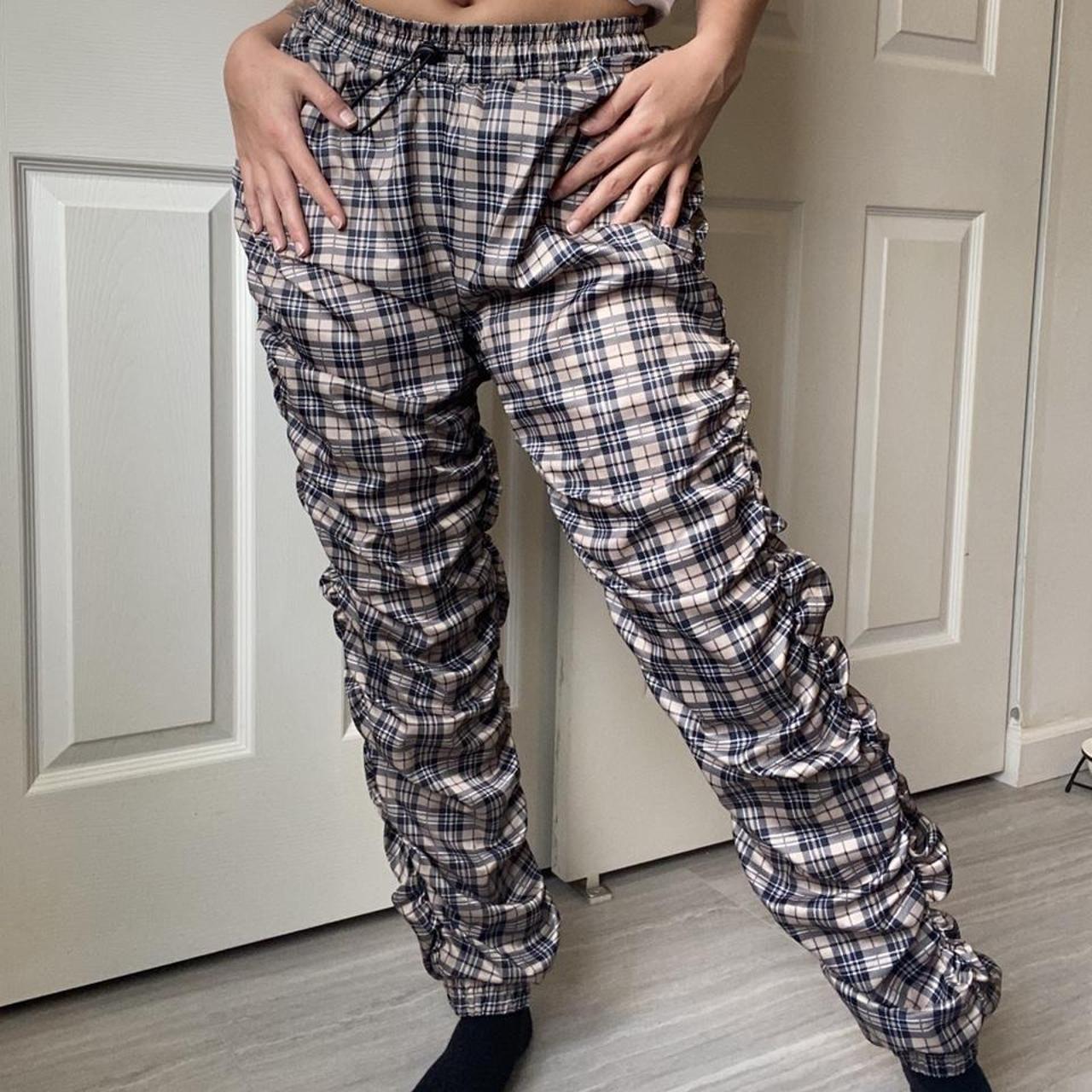 Plaid print online joggers