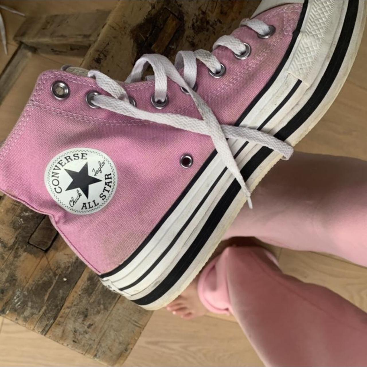 Super cool and rare pink platform converse... Depop
