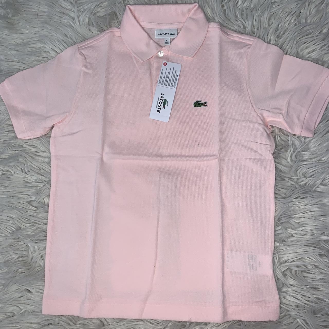 Lacoste size 10 short sleeved light pink polo shirt... - Depop