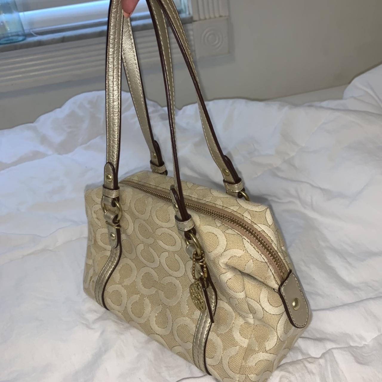 Coach Women's Purse Gold and Beige