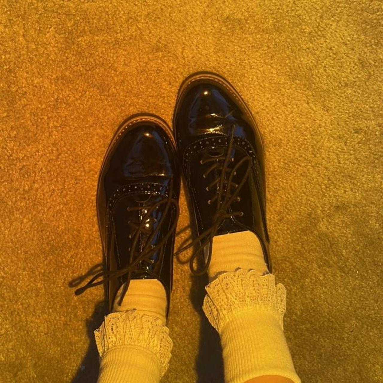 black patent leather aldo loafers. thrifted but only - Depop