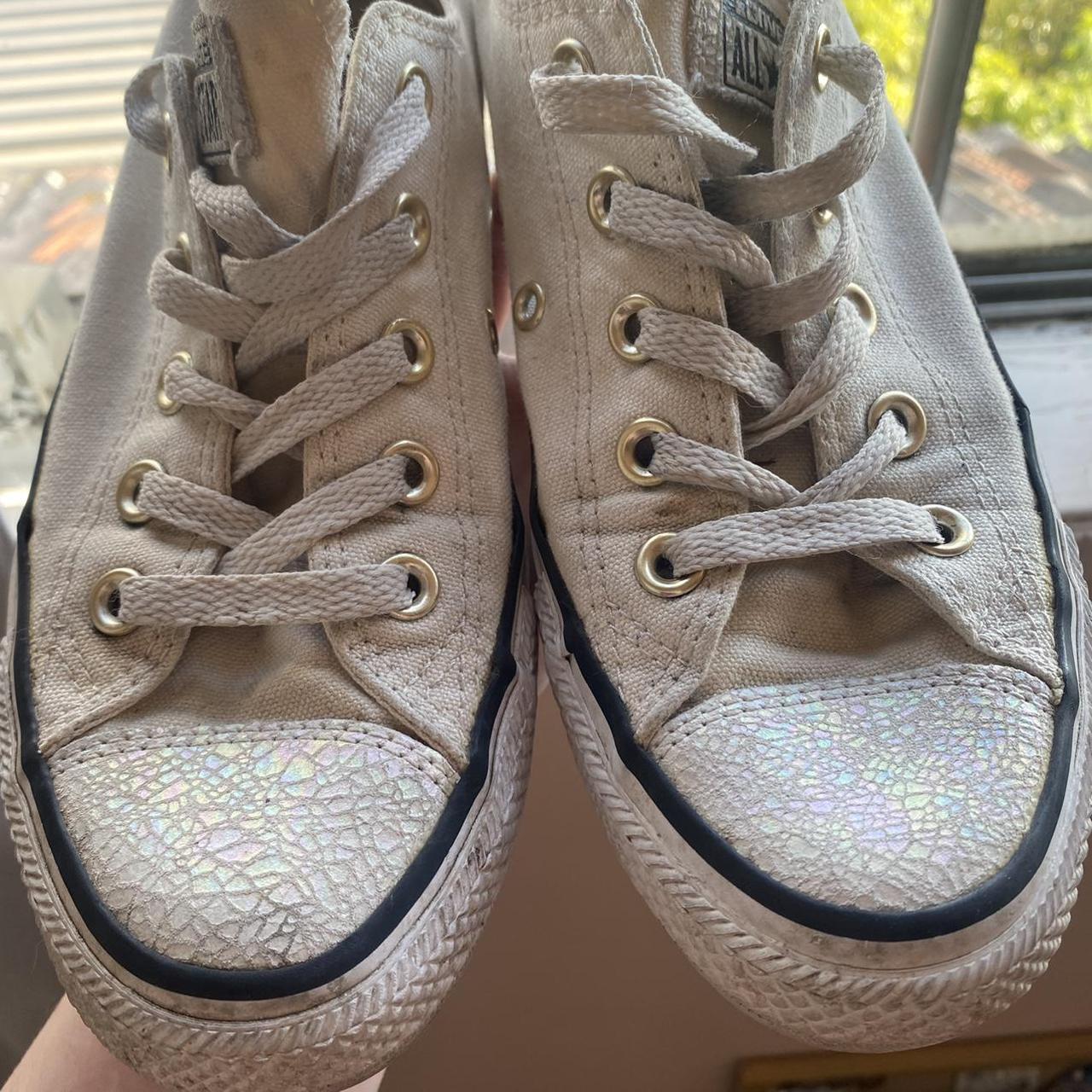 Well Used White Low Top Converse. Really Unique... - Depop