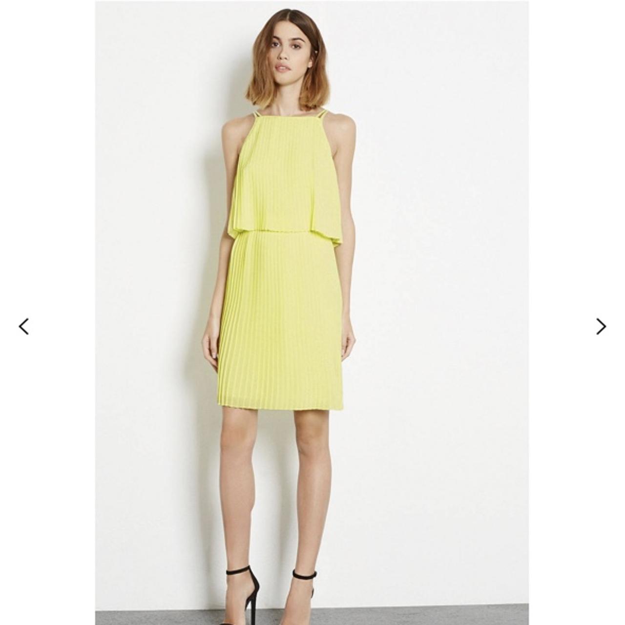 Warehouse yellow pleated dress sale