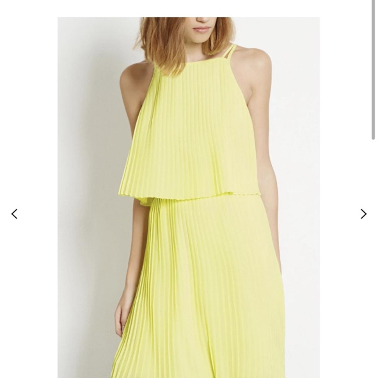 Warehouse yellow pleated dress sale