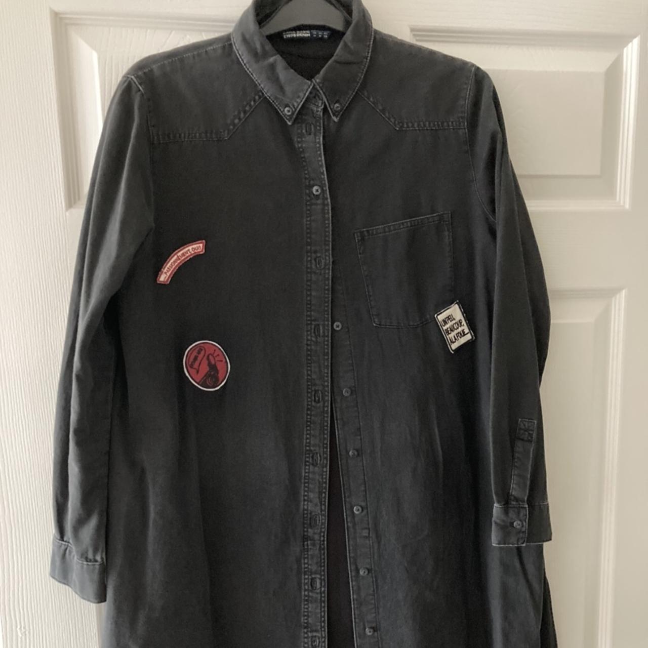 Zara size Medium Black denim dress longer at the... Depop