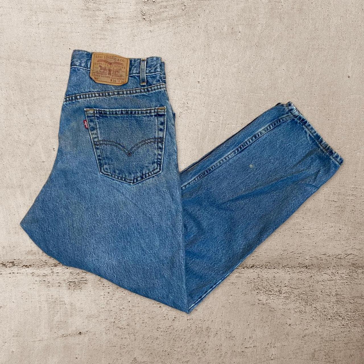 Vintage Levi's 550 Relaxed Fit Denim Blue Jeans 90s... - Depop