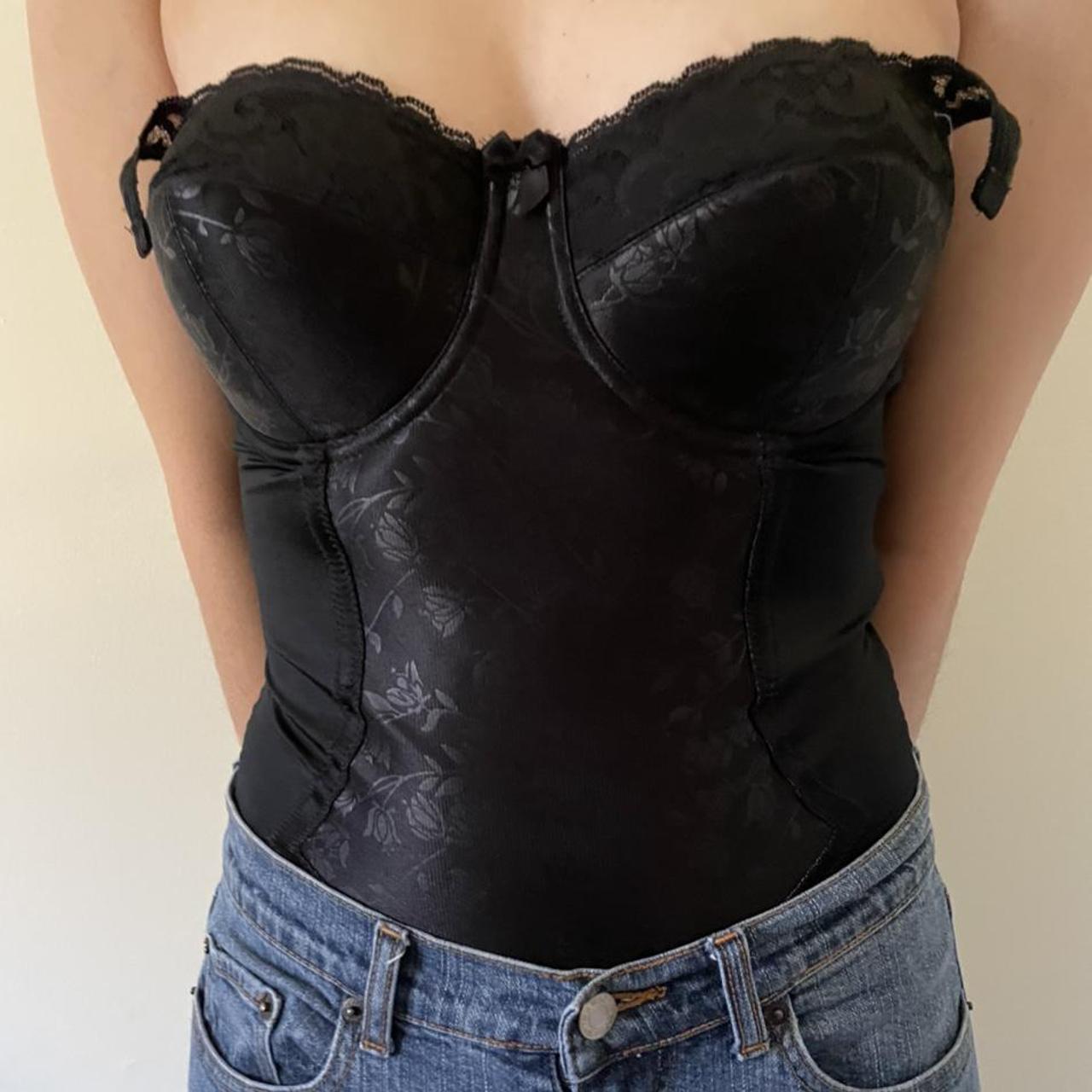 Product Image 1 - black corset/bustier bodysuit
-black satin
