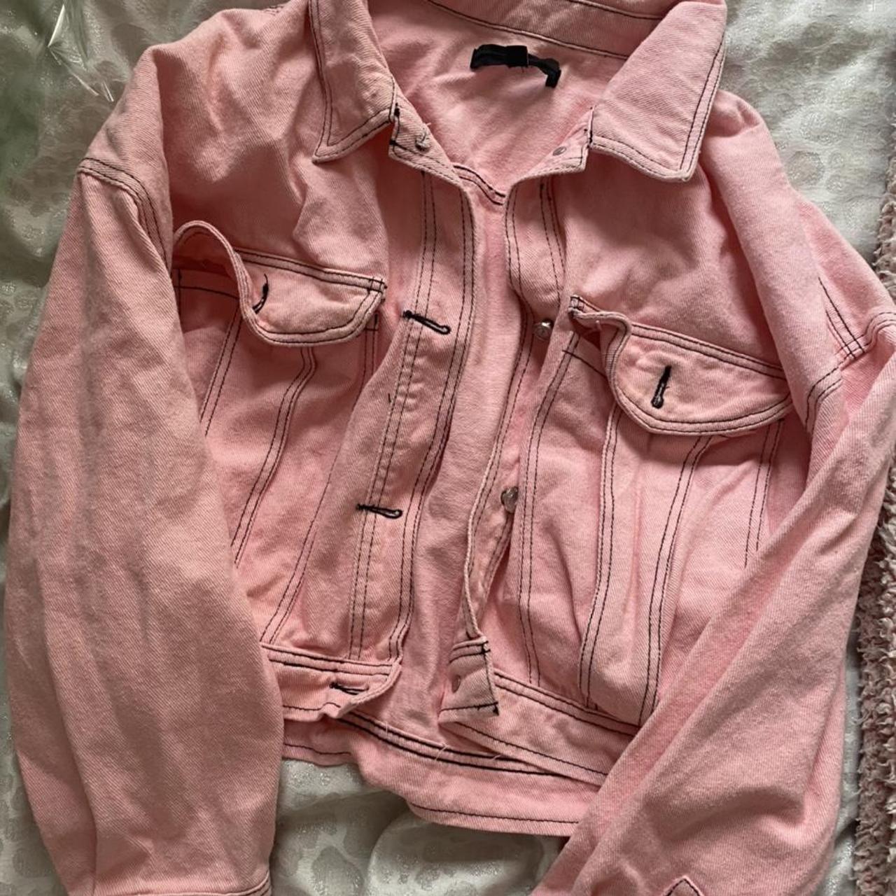 pink denim jacket size 12