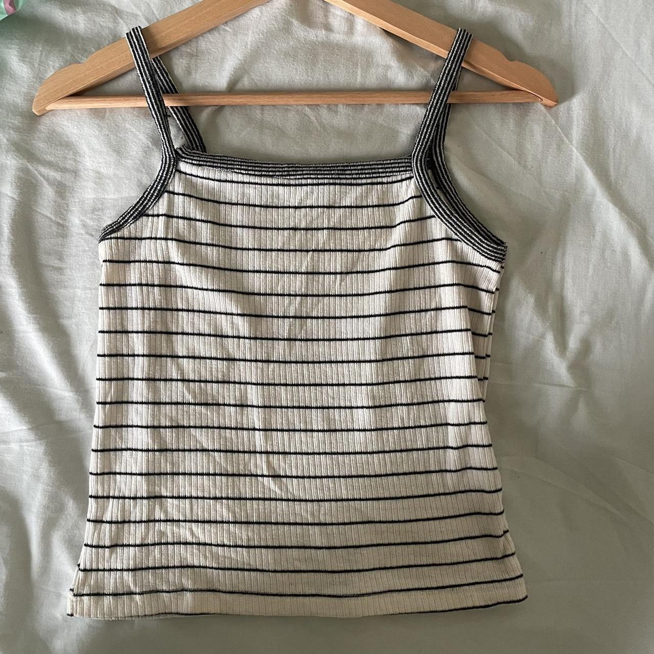 Zara Ribbed Stripey Top Size S Slight tear in... - Depop