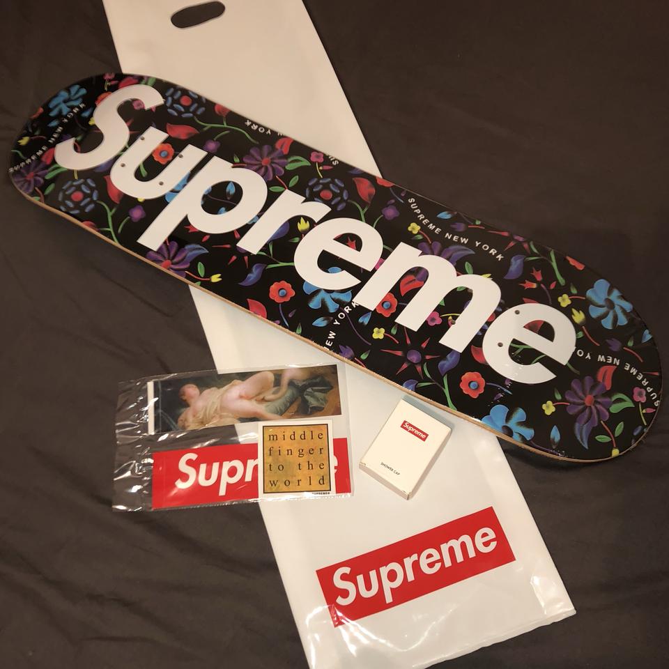 Supreme Airbrushed Floral Skateboard... - Depop