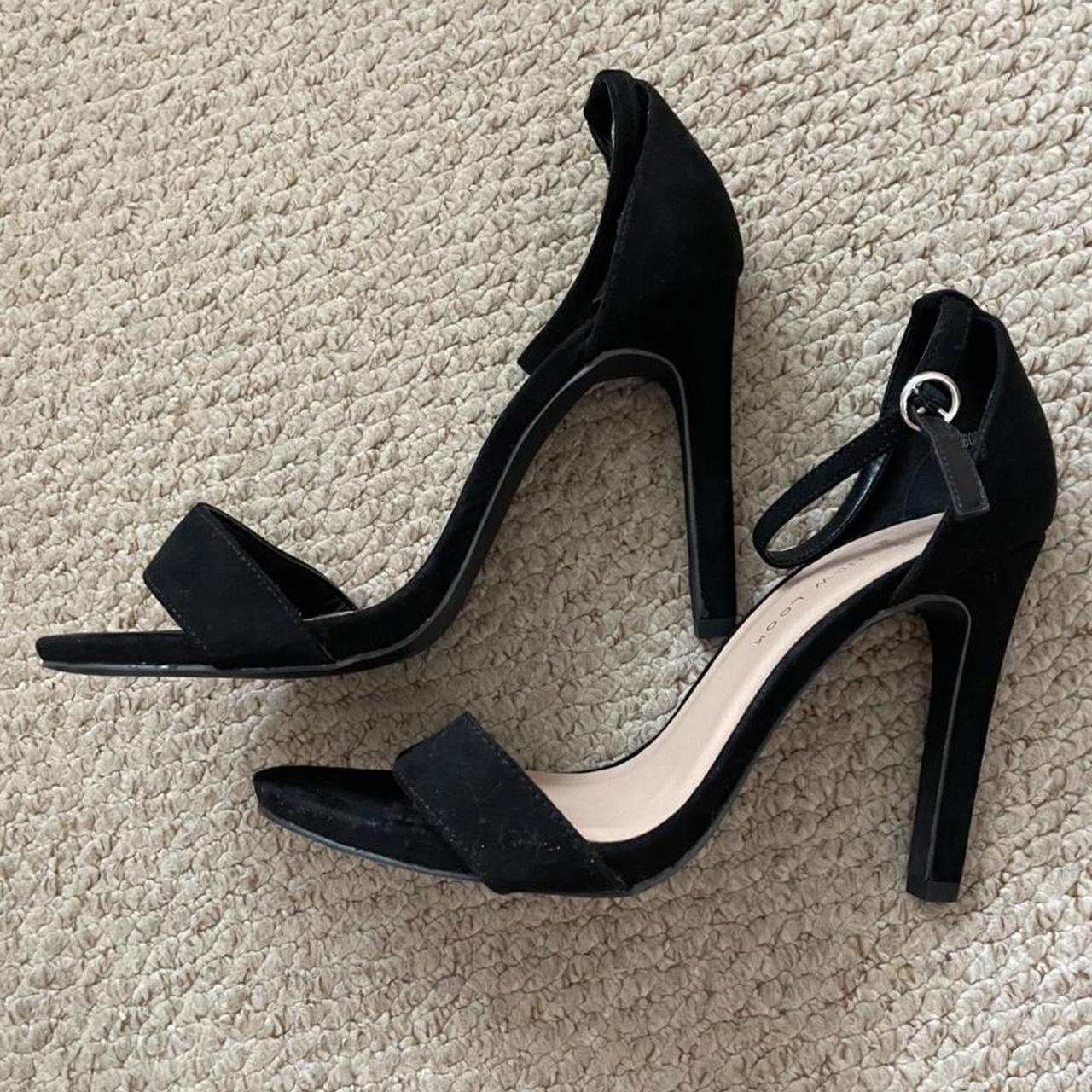 New Look black round toe heel sandals UK Size 5... - Depop