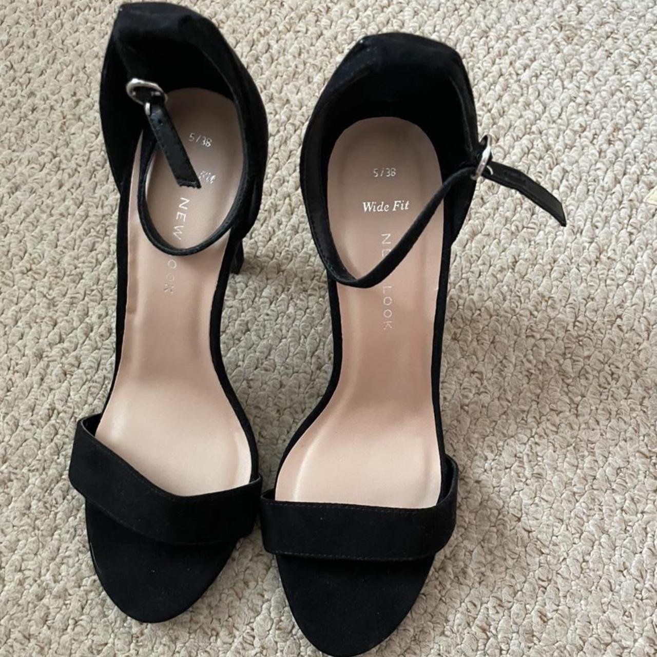 New Look black round toe heel sandals UK Size 5... - Depop