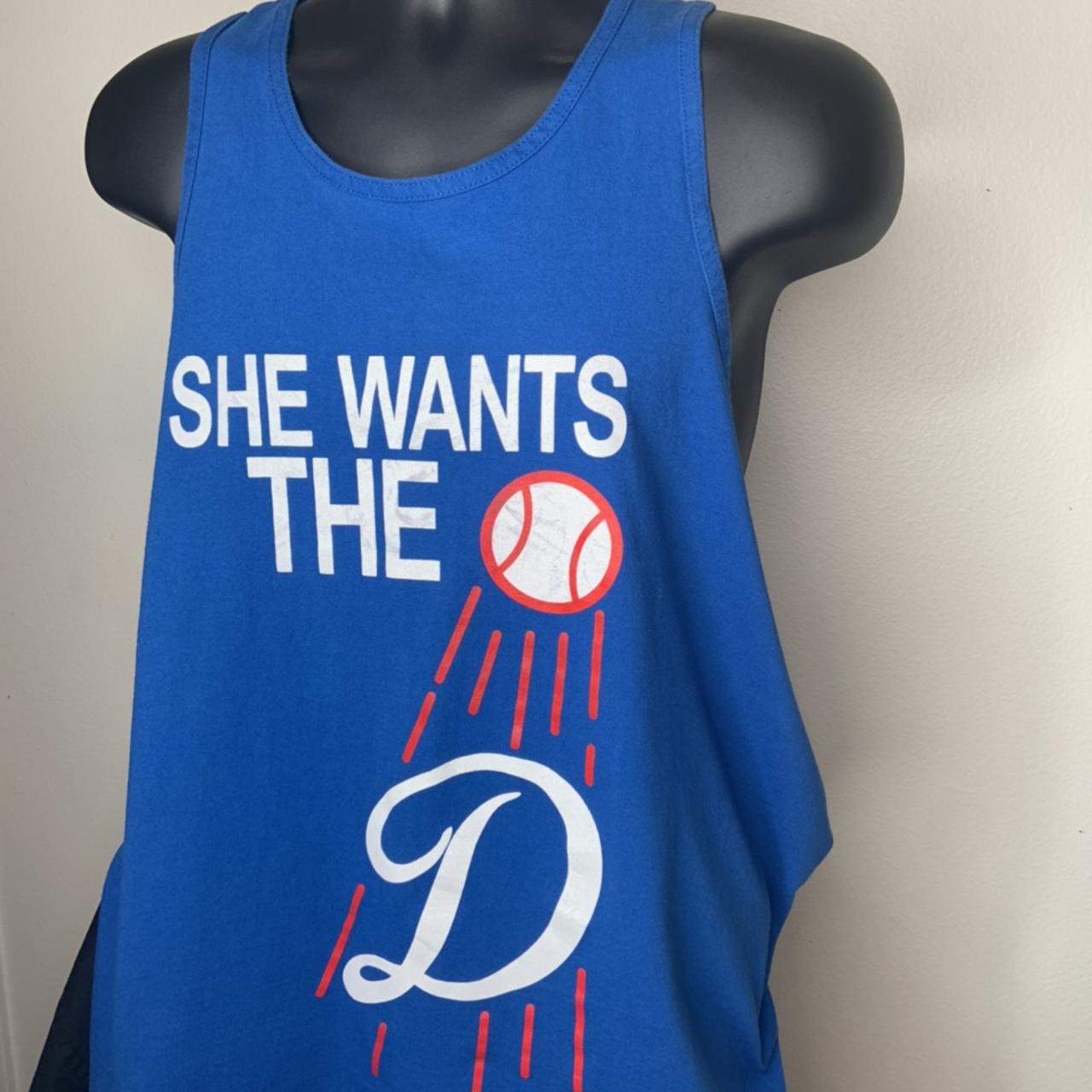 Go dodgers!!! “She wants the D” muscle tee, some - Depop