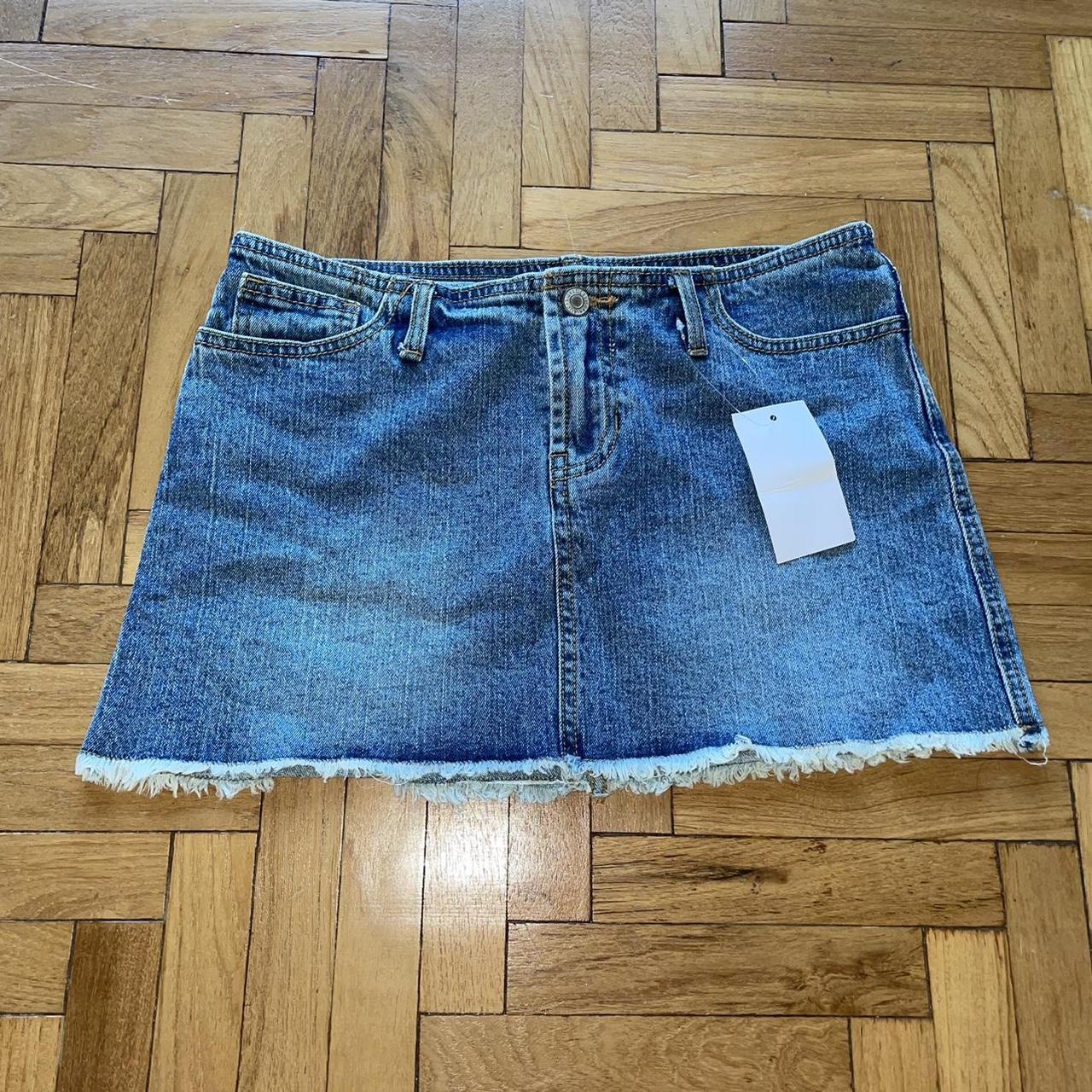 Brandy Melville light wash denim mini skirt mid/low... Depop