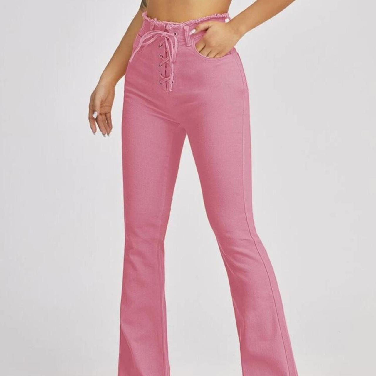 Shein flared pink jeans, worn once Depop