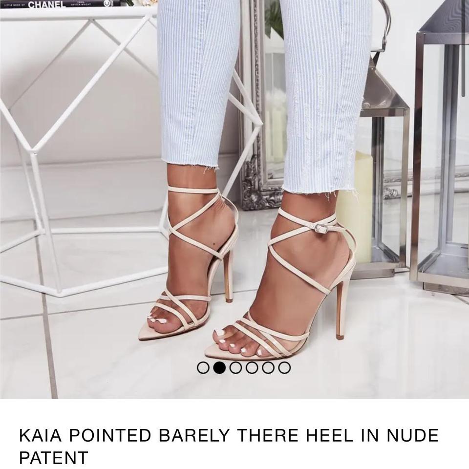 Kaia pointed barely there heel in black on sale patent