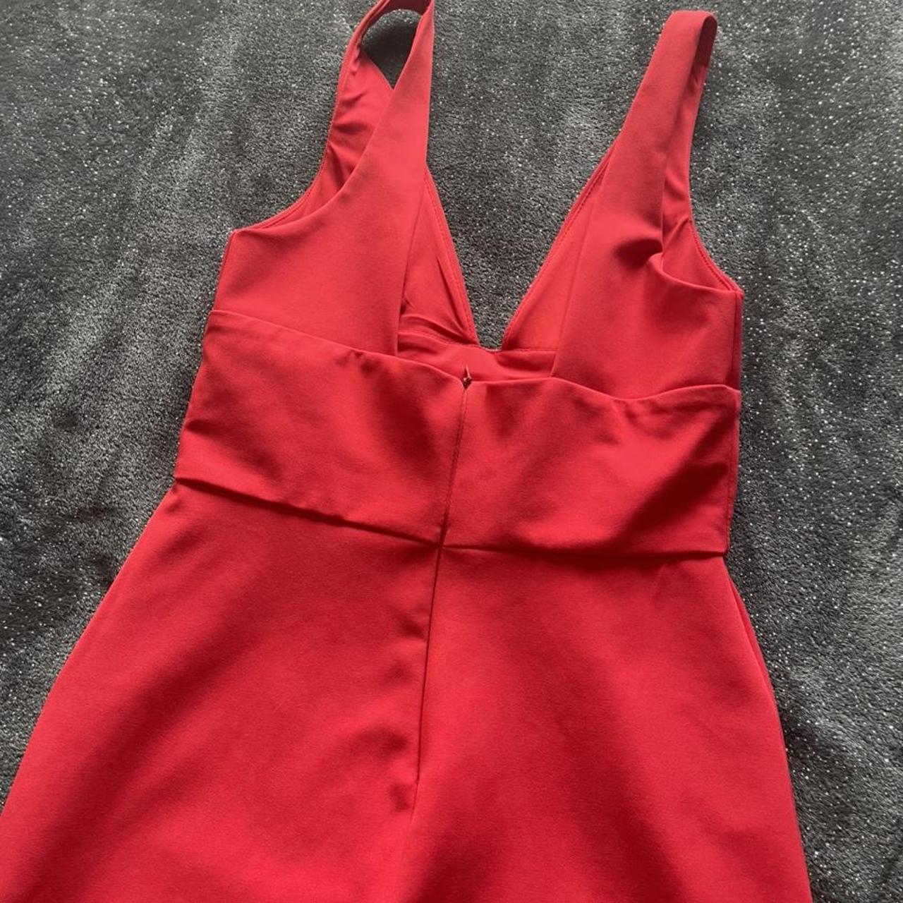 Zara red trafaluc plunge mini dress. Size medium.... - Depop