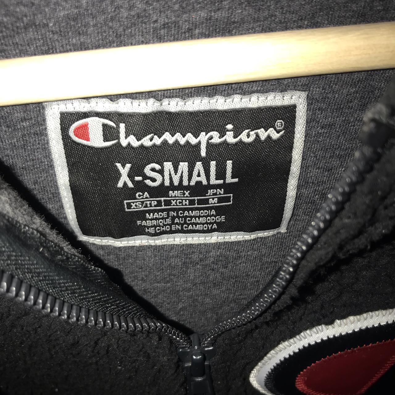XS champion hoodie - Sherpa. Black, red, white.... - Depop