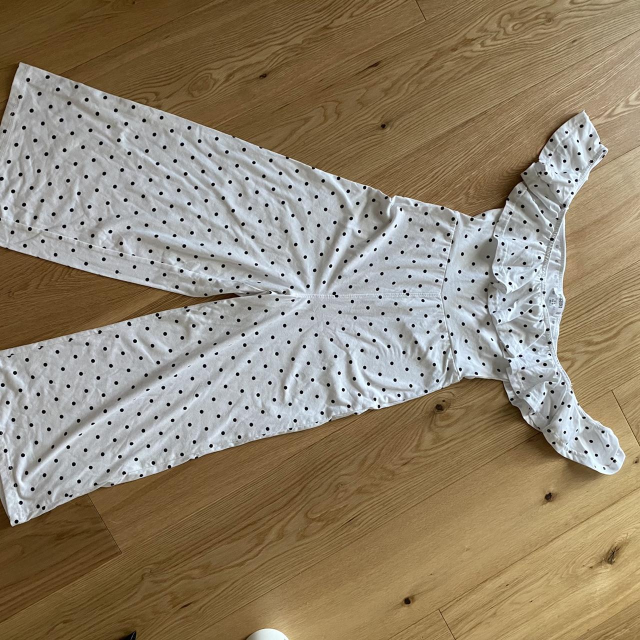 White polka dot Bardot jumpsuit Missguided 🧷 Depop