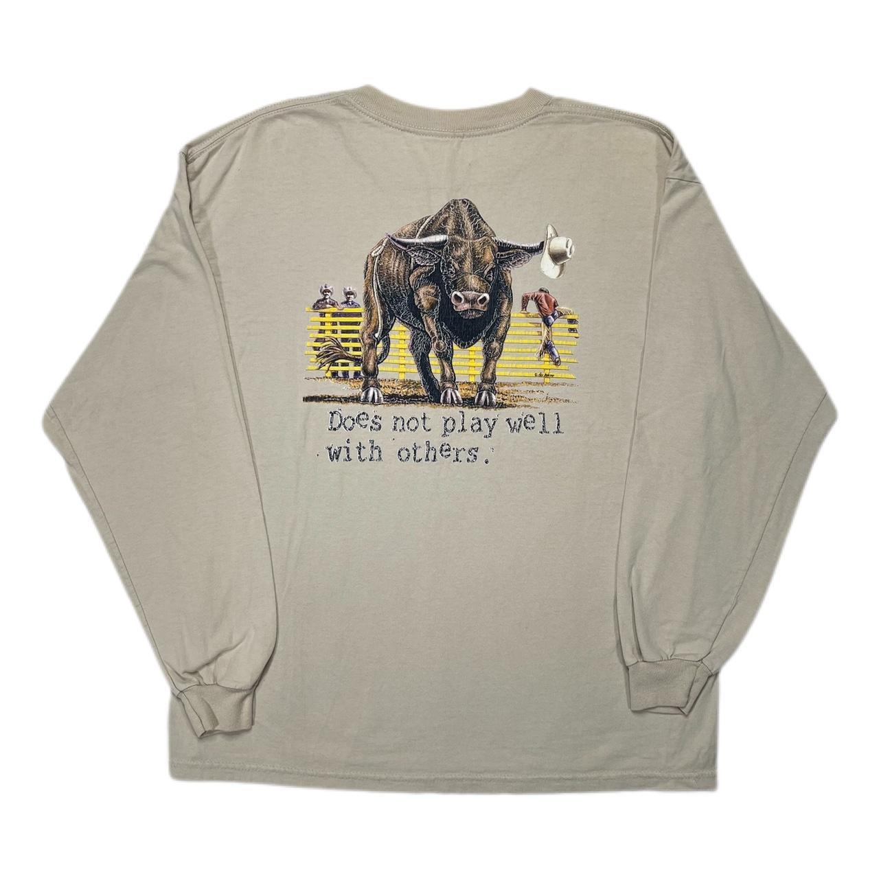 Vintage Rodeo Bull T Shirt High Noon Air Waves Long... Depop