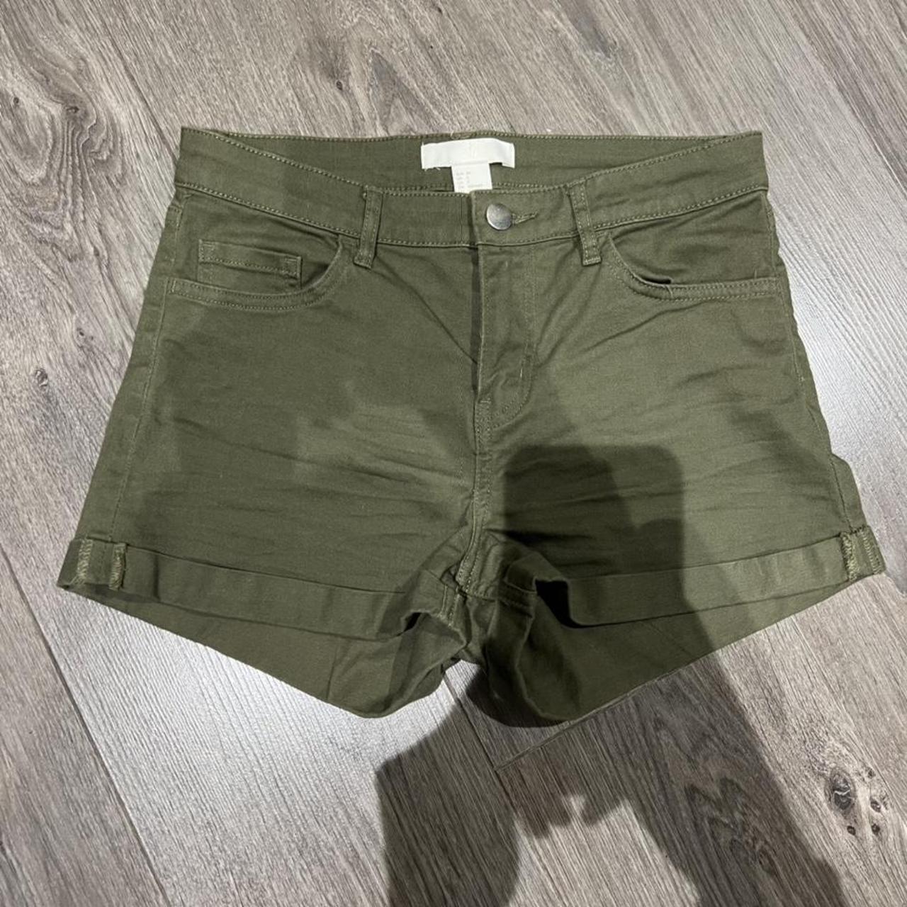 Green denim shorts. Perfect for summer. Size 6.... - Depop