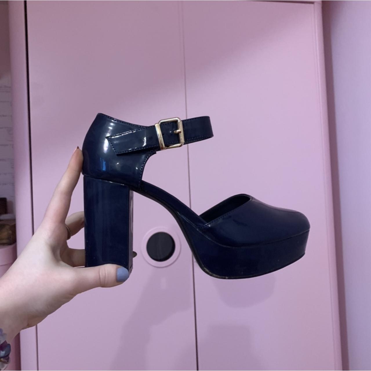 navy platform heels