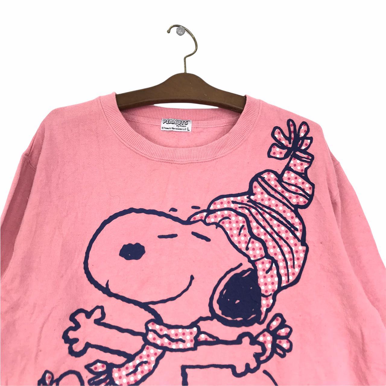 Vtg SNOOPY PEANUTS CARTOON Pink Sweatshirt Anime... - Depop