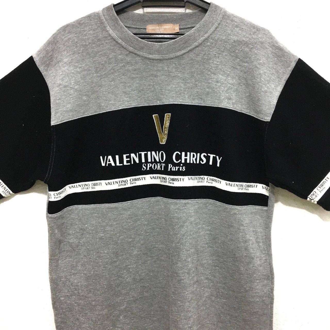 VALENTINO CHRISTY PARIS Striped Crewneck Tee Shirt...