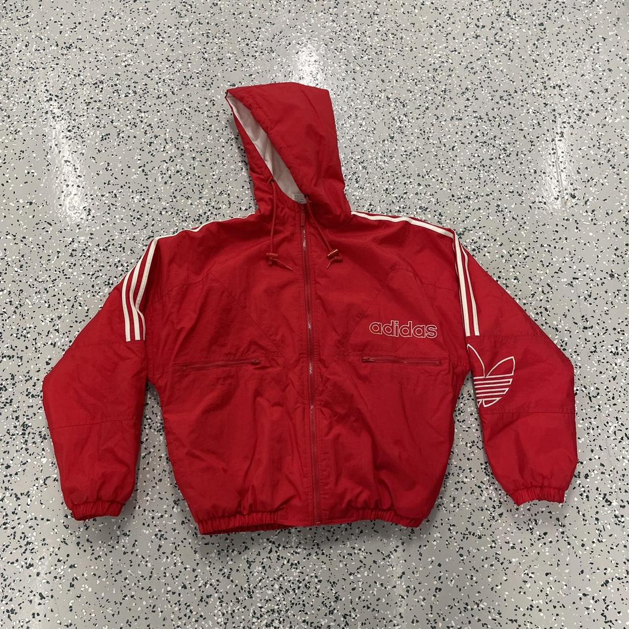 Adidas Men's Red and White Coat | Depop