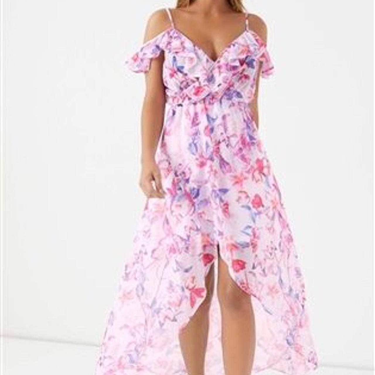 Lipsy print frill shop hi low dress