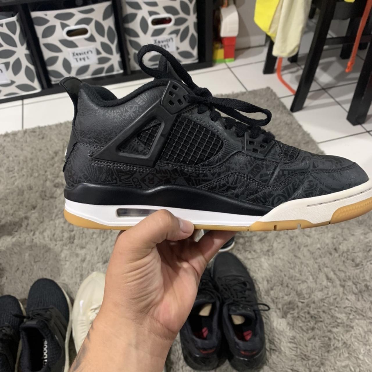 Jordan 4 black laser size 7gs in really great... Depop