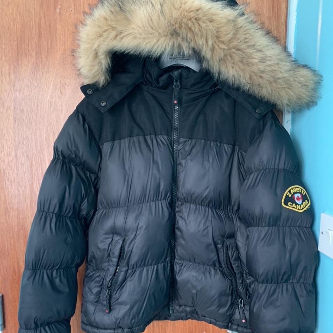 Zavetti Canada Fur hooded Jacket womens Size XL... - Depop