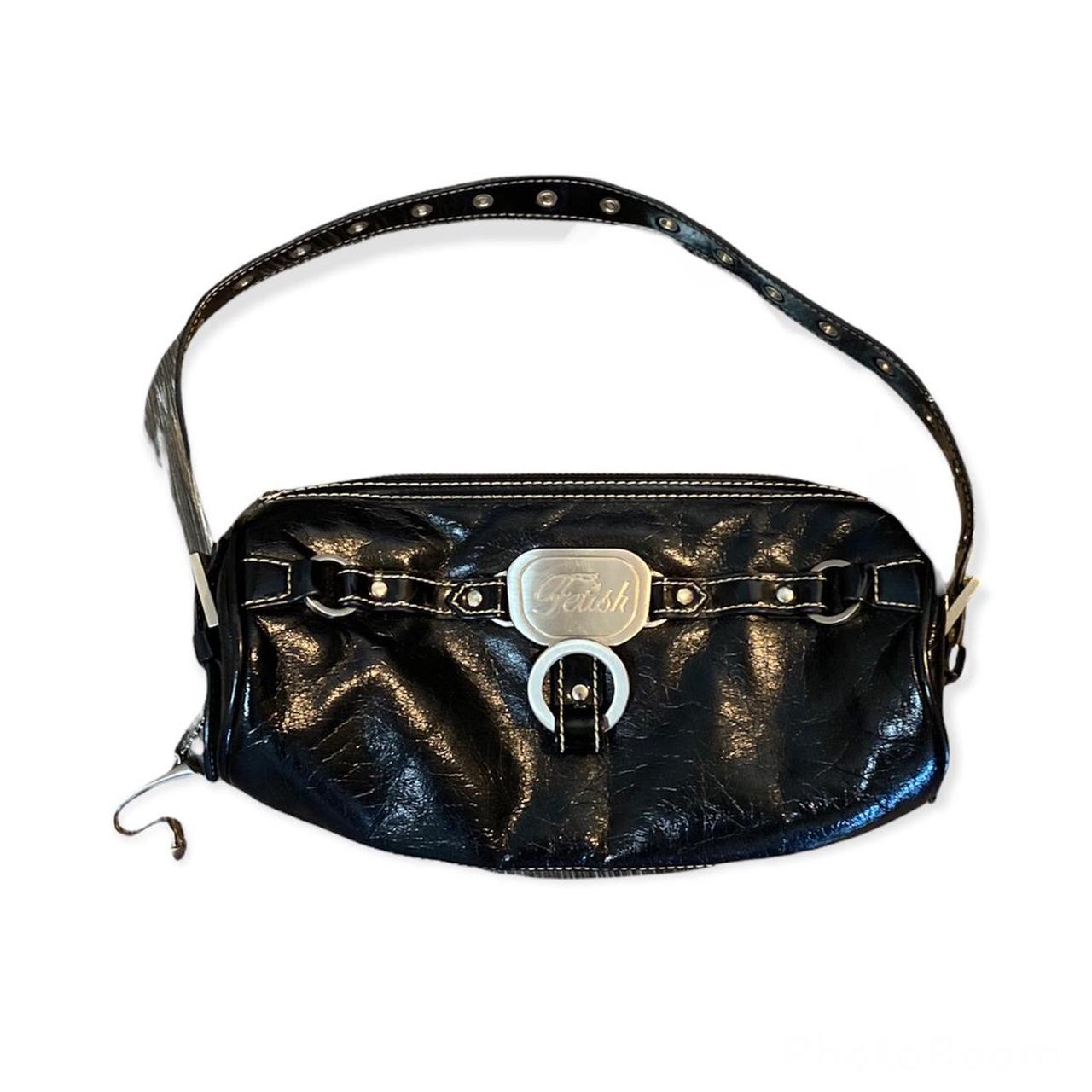 y2k grunge leather mini purse by fetish with grommet... - Depop