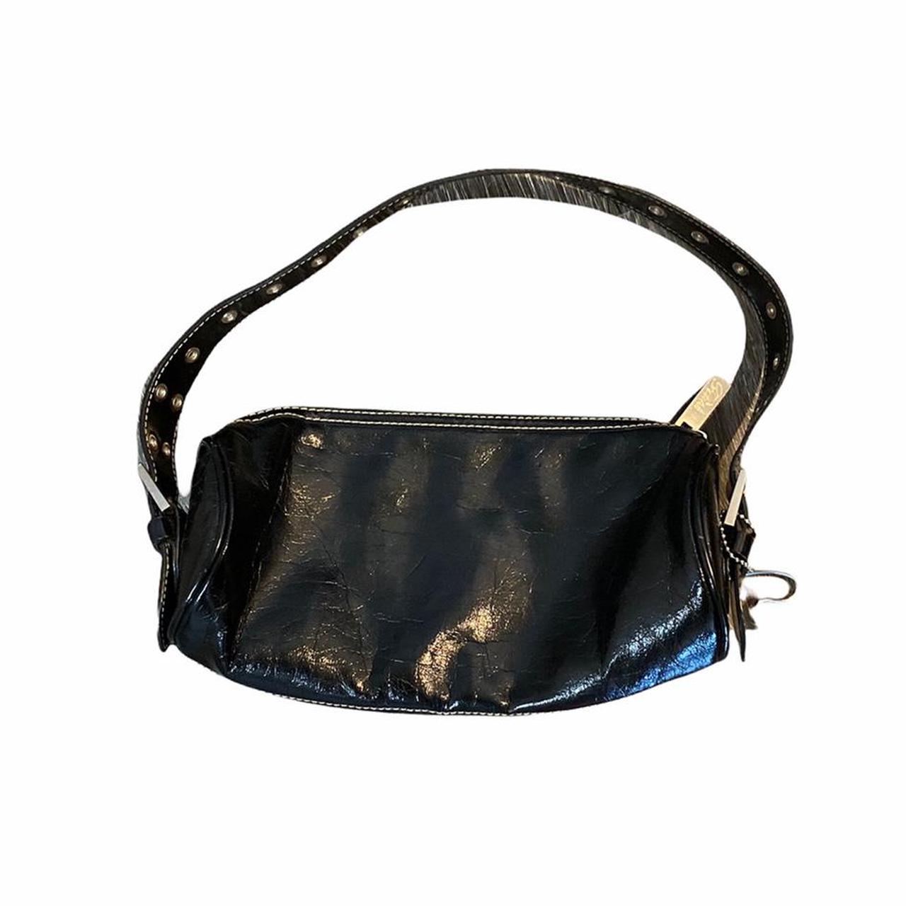 y2k grunge leather mini purse by fetish with grommet... - Depop