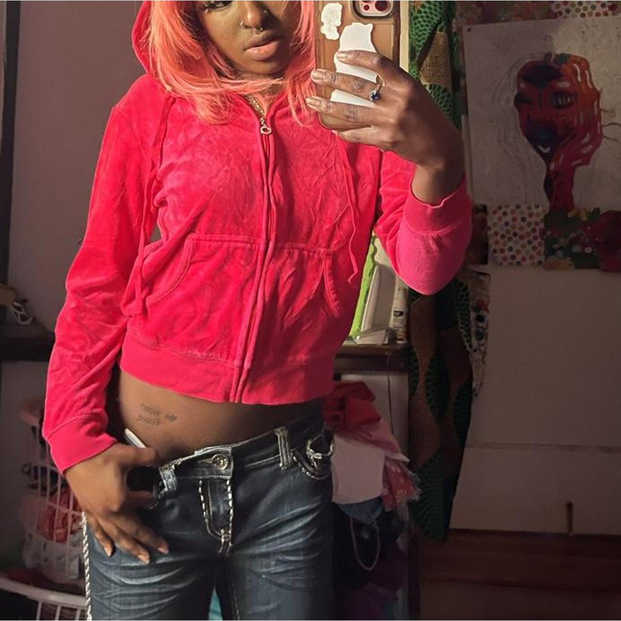 Hot pink Velour Tracksuit jacket Terry cloth Zip... Depop