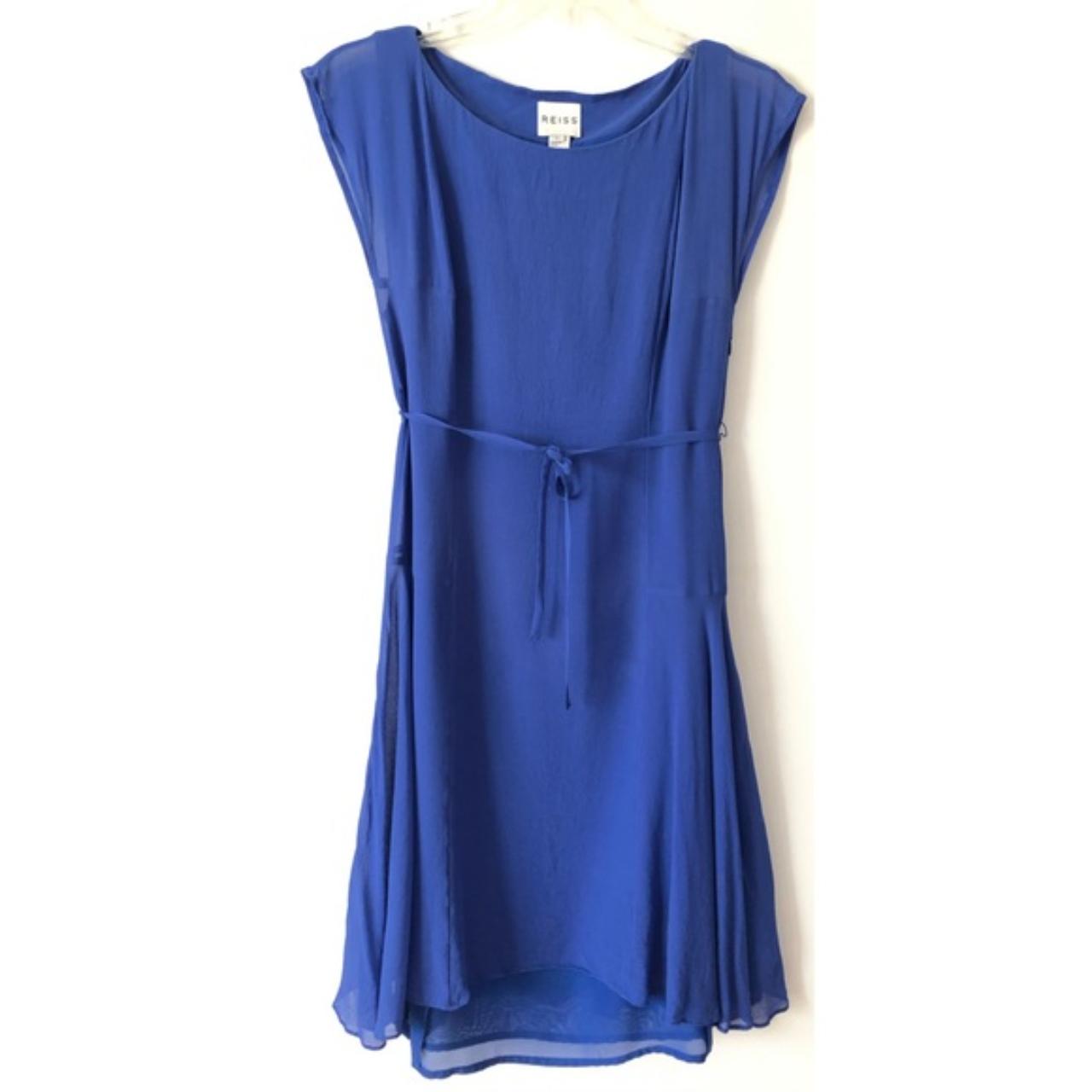 Reiss Thena Blue Silk Fit & Flare Dress 2. Flowy... - Depop