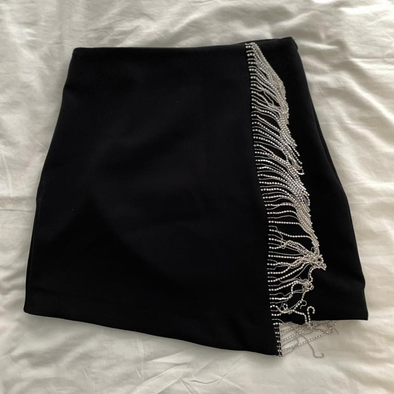 zara rhinestone fringe skirt