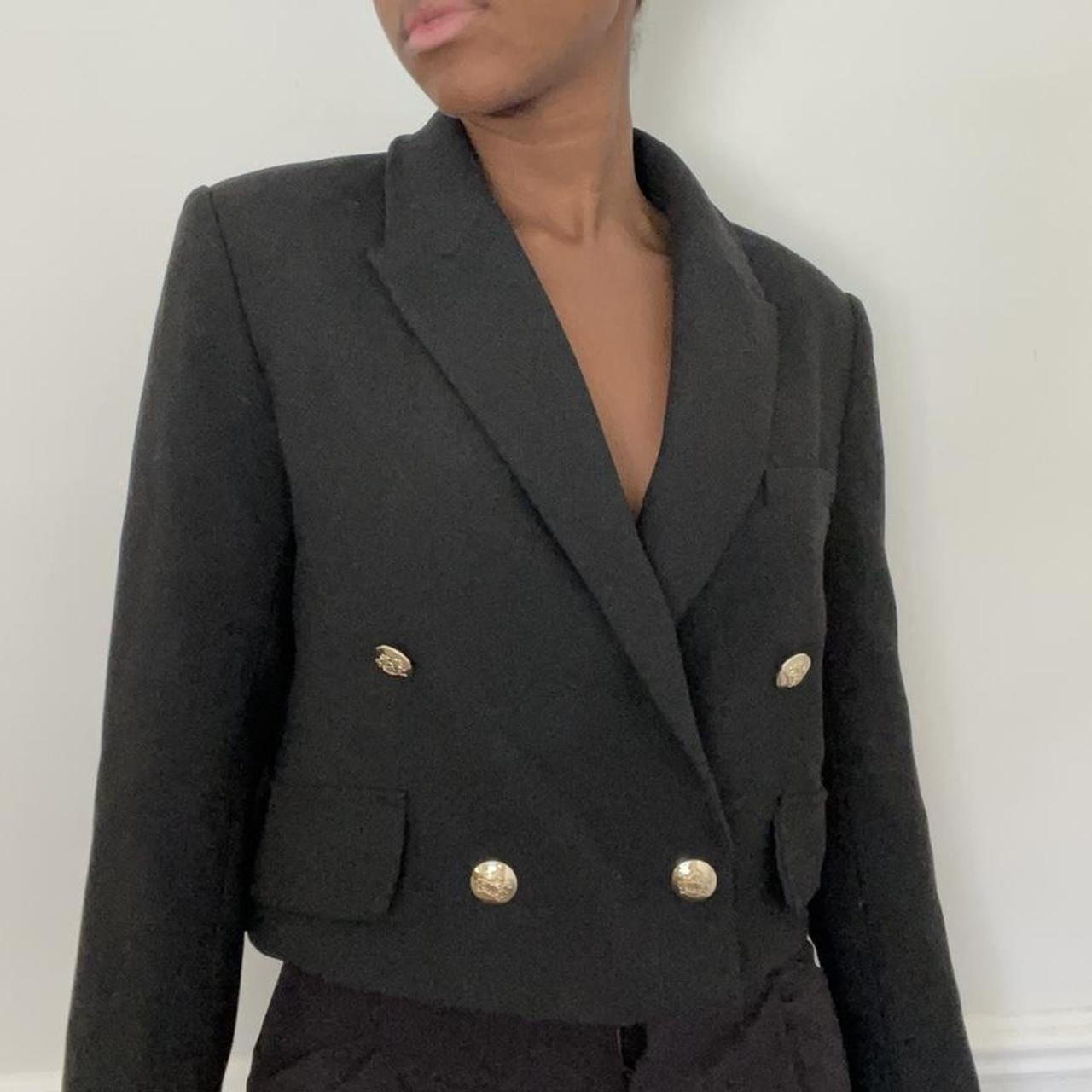 ZARA cropped blazer gold button details Thick... Depop