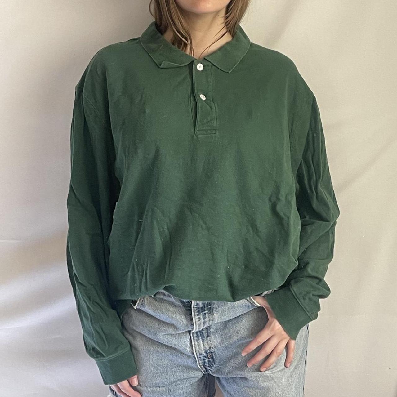 Forrest green collar cotton long sleeve. On the... - Depop