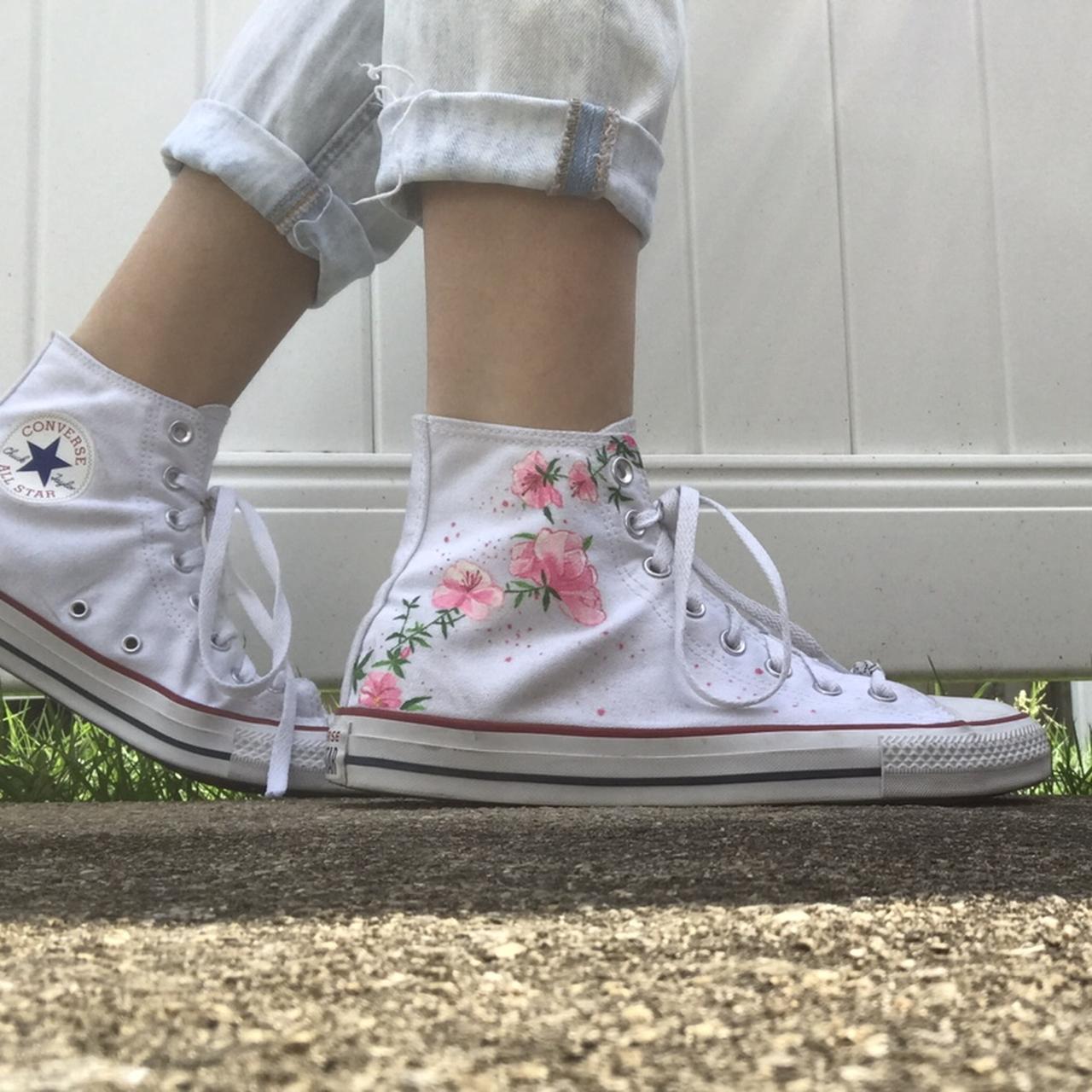 Floral Custom Painted Low Top Converse